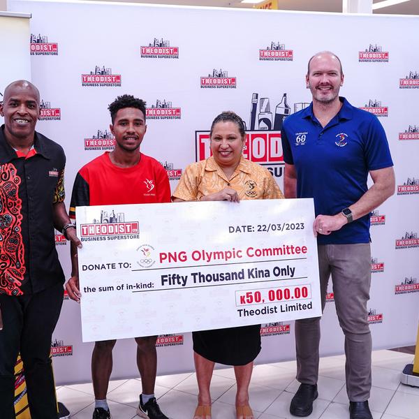 Theodist Presents K50,000 cheque to PNG Olympic Committee