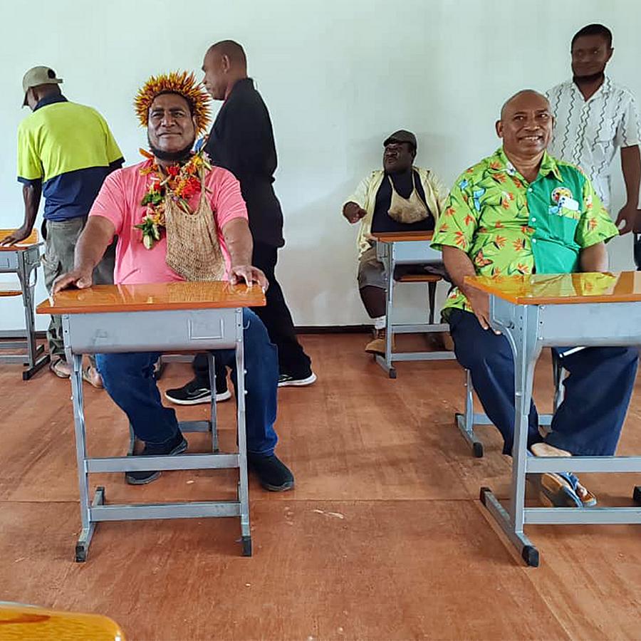 Theodist, Energy Minister provide desks, chairs for St Michael’s Bakoiudu School